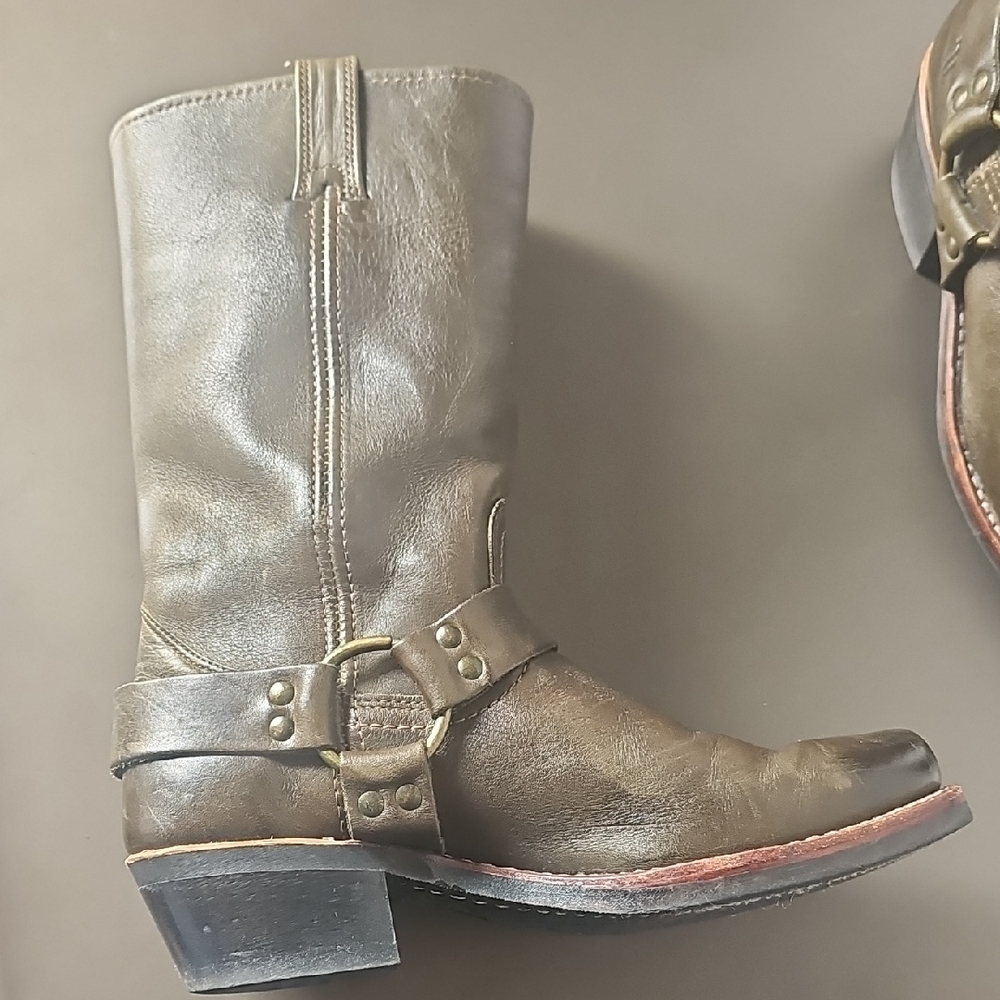 FRYE Harness Olive Green Boots Women's Size 9 Vintage Made In USA 12R - Picture 3 of 12
